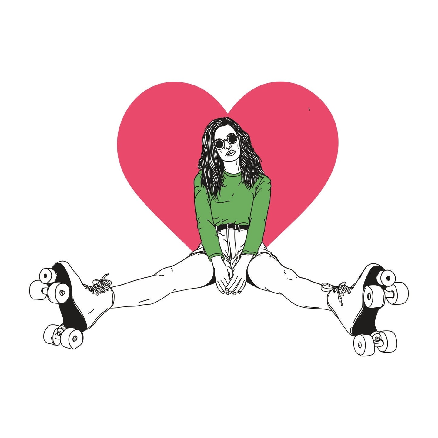 Girl with Rollers Wall Decal, Street Art Wall Sticker, Heart, Wall Tattoo, Wall Art, Decor