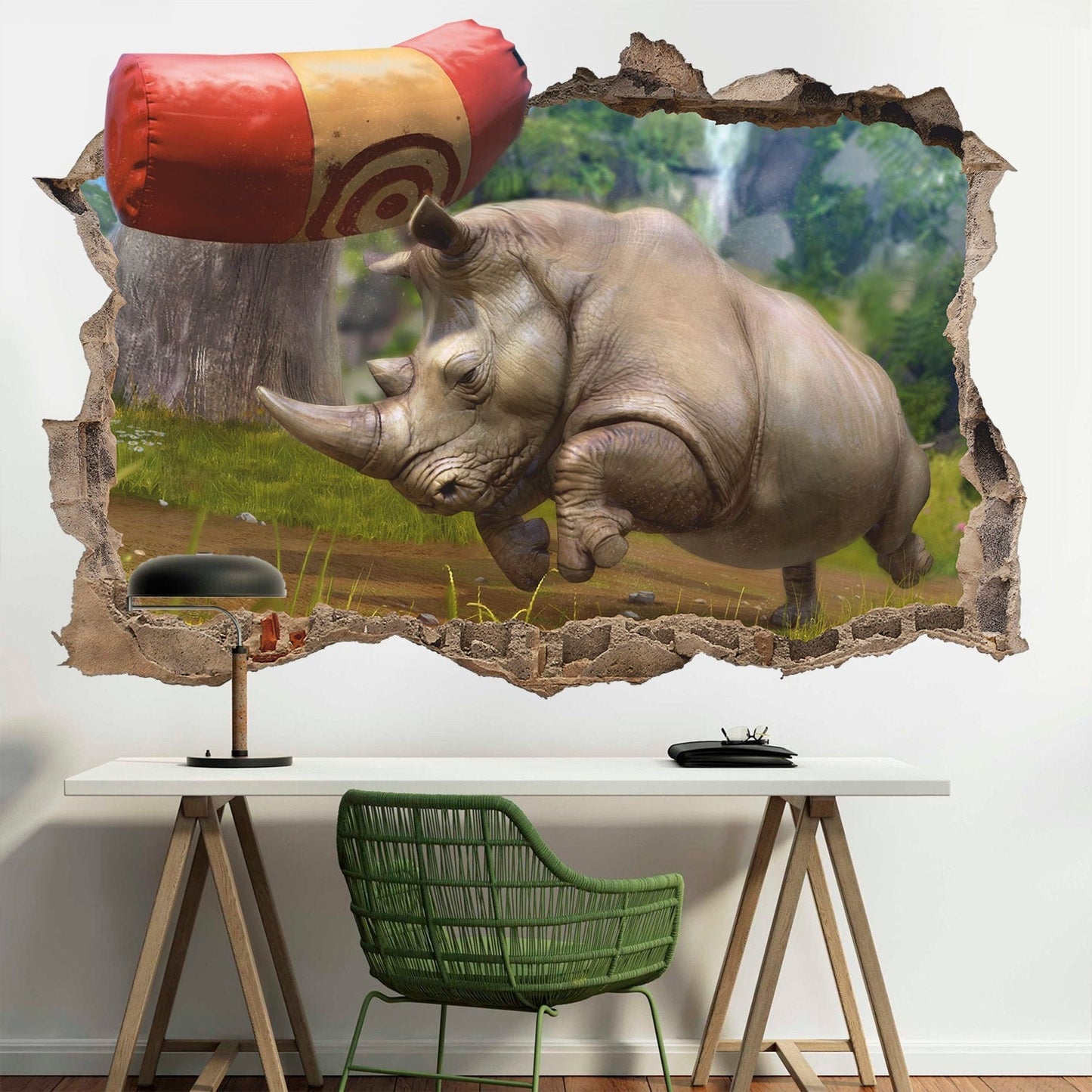 Rhinoceros Wall Decal, Wildlife Wall Sticker, Animals, Wall Tattoo, Wall Art, Decor