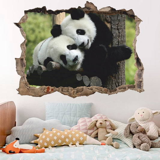 Pandas Wall Decal, Wildlife Wall Sticker, Animals, Wall Tattoo, Wall Art, Decor