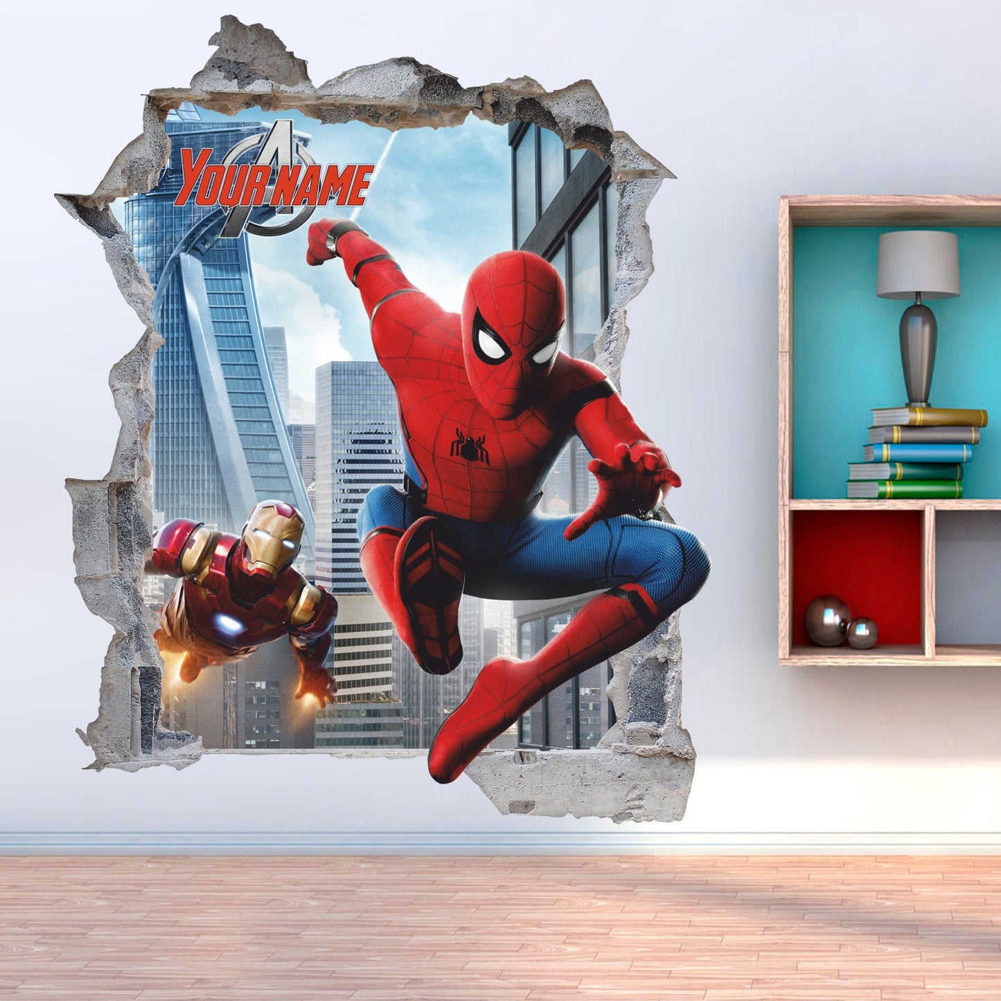 Superhero Personalized 3D Wall Decal, Superheroes Wall Sticker, Your Name, Wall Tattoo, Wall Art, Decor