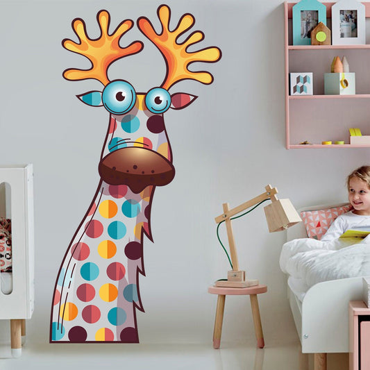 Elk Wall Decal, Funny Animals Wall Sticker, Baby Animals, Deer, Wall Tattoo, Wall Art, Decor for Kids