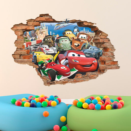 Cartoon 3D Wall Decal, Car Wall Sticker, Removable Vinyl Sticker, Wall Art, Decor