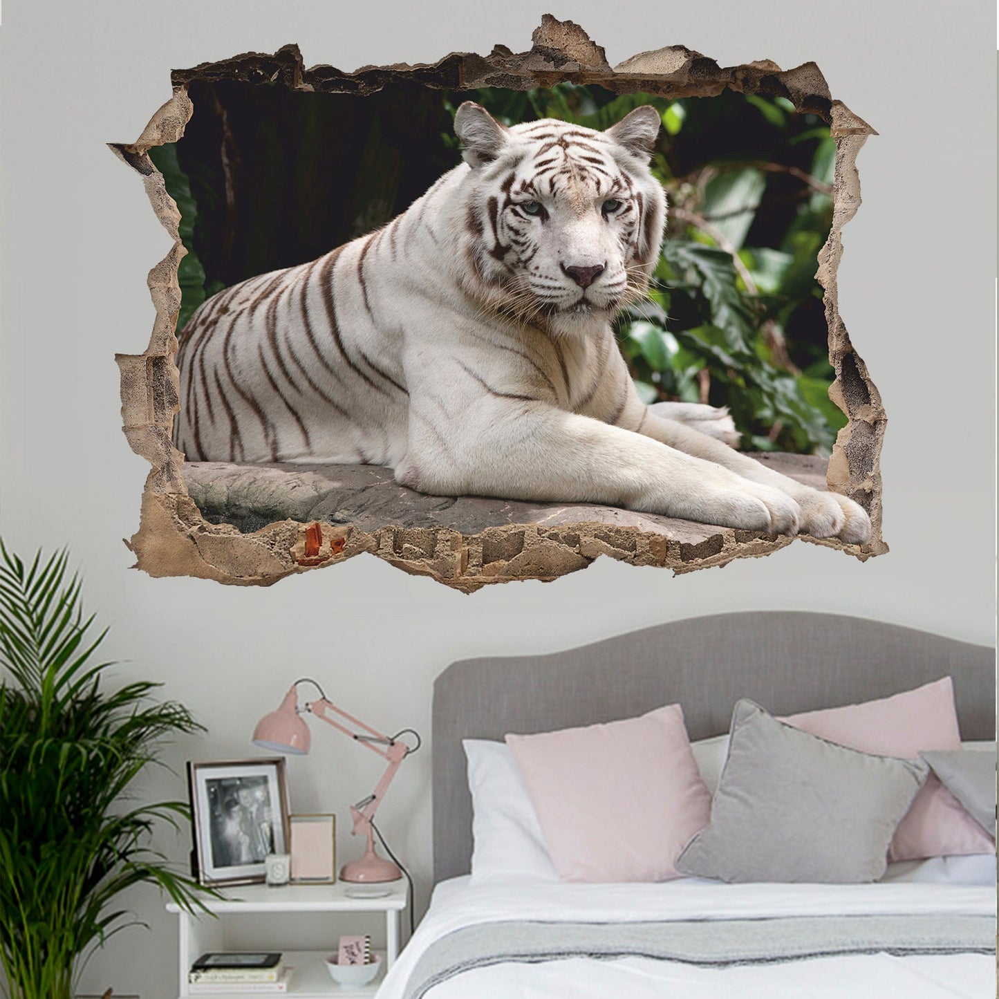 White Tiger Wall Decal, Wildlife Wall Sticker, Animals, Wall Tattoo, Wall Art, Decor