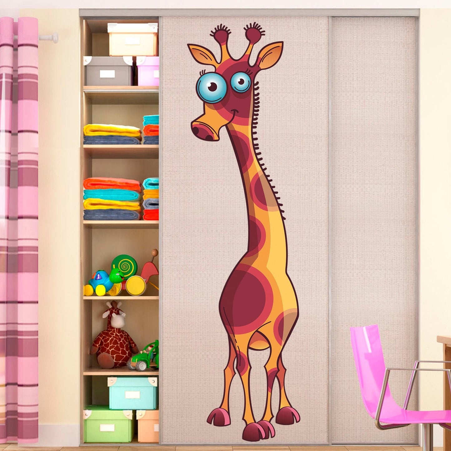 Giraffe Wall Decal, Funny Animals Wall Sticker, Baby Animals, Wall Tattoo, Wall Art, Decor for Kids