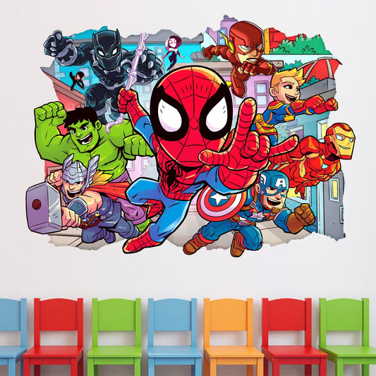 SuperHero Wall Decal, Kids Superheroes Wall Sticker, Comics Wall Tattoo, Wall Art, Decor