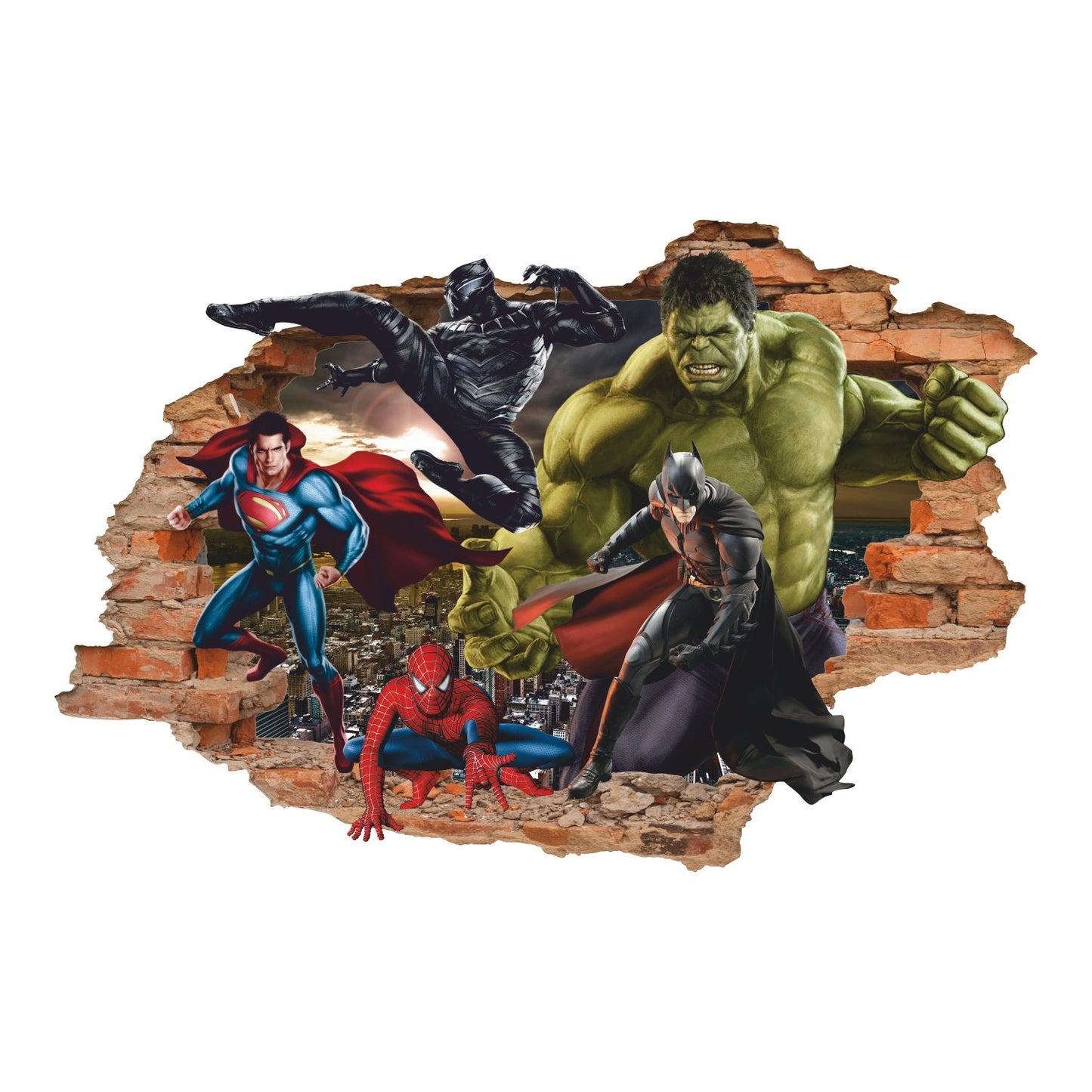 Superheroes 3D Wall Decal, Superhero Wall Sticker, Wall Tattoo, Wall Art, Decor 003