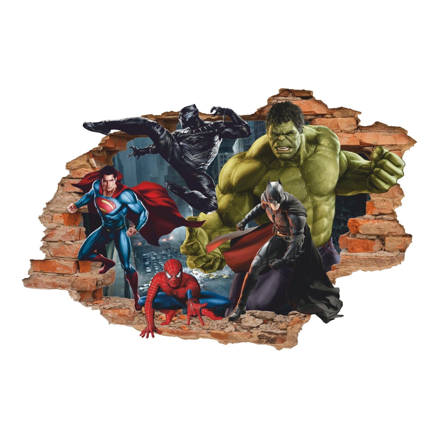 Superheroes 3D Wall Decal, Superhero Wall Sticker, Wall Tattoo, Wall Art, Decor 002