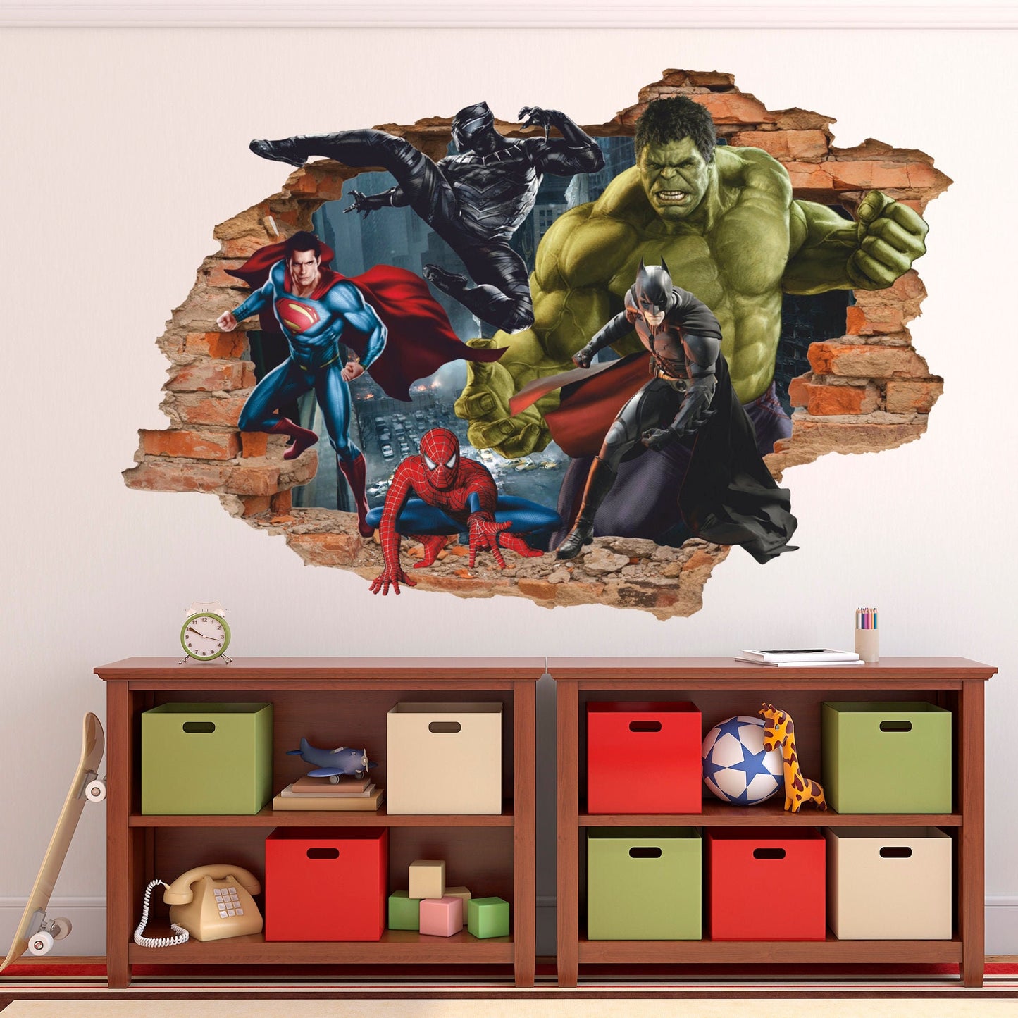 Superheroes 3D Wall Decal, Superhero Wall Sticker, Wall Tattoo, Wall Art, Decor 002