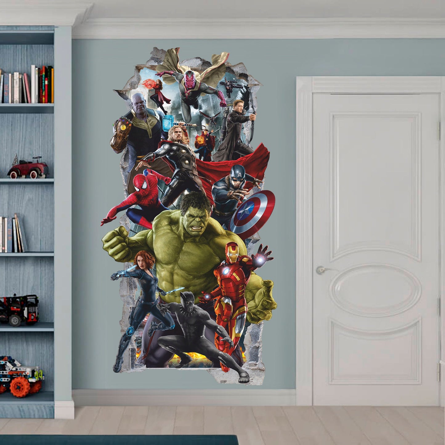 Superheros 3D Wall Decal, Superhero Wall Sticker, Wall Tattoo, Wall Art, Decor