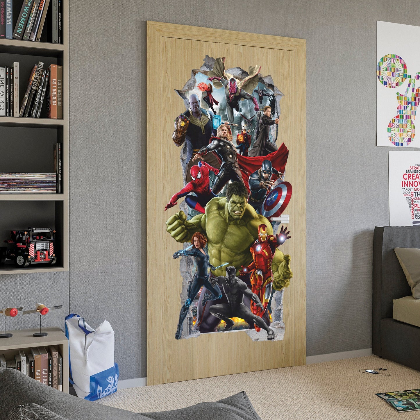 Superheros 3D Wall Decal, Superhero Wall Sticker, Wall Tattoo, Wall Art, Decor