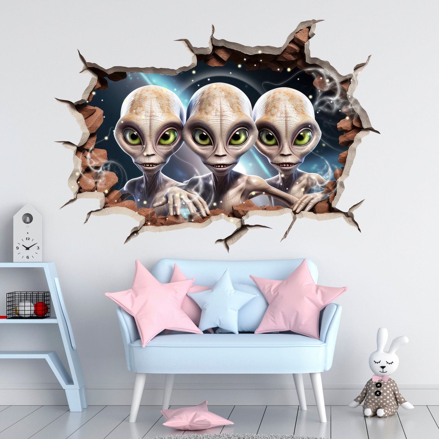 Aliens Wall Decal, Space Wall Sticker, Universe, Cosmos, UFO, Wall Tattoo, Wall Art, Decor