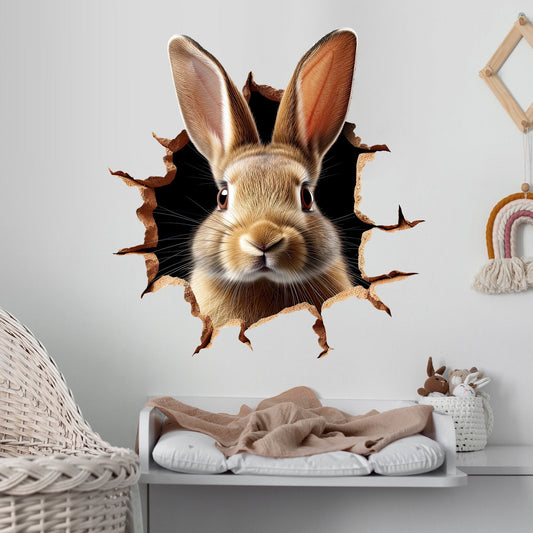 Bunny Wall Decal, Rabbit Wall Sticker, Animals, Wall Tattoo, Wall Art, Decor