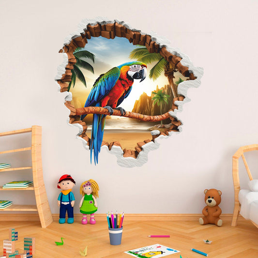 Parrot Ara Wall Decal, Wall Sticker, Bird, Wall Tattoo, Wall Art, Decor 02