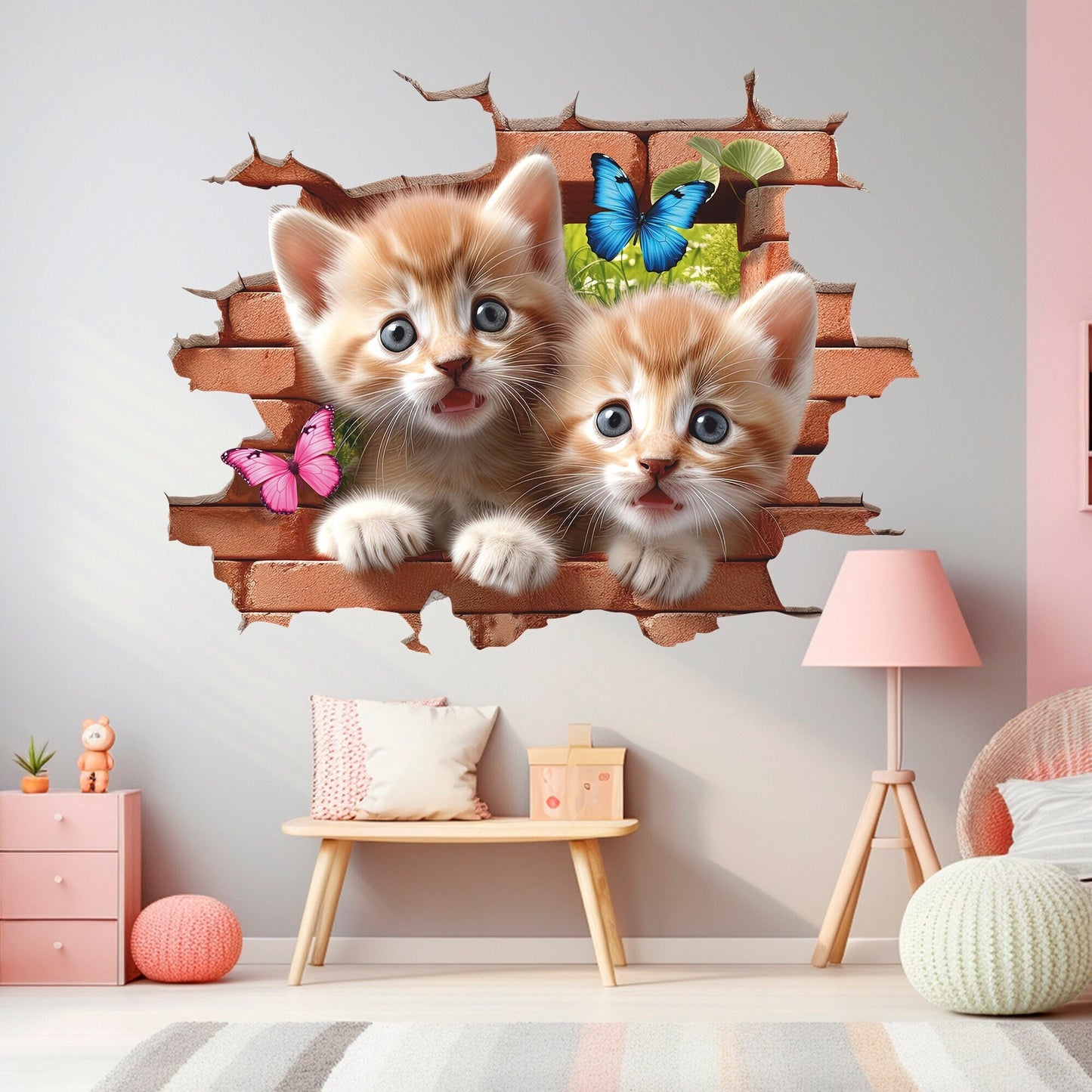 Kittens Wall Decal, Cats Wall Sticker, Animals, Pet Wall Tattoo, Wall Art, Decor