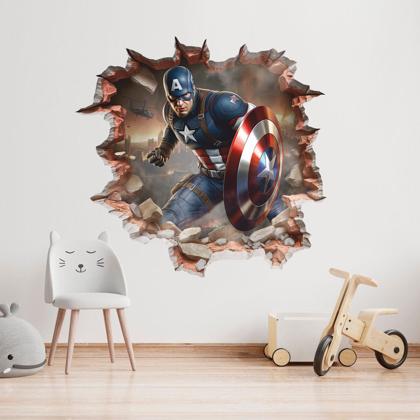 Superhero 3D Wall Decal, Superheroes Wall Sticker, Captain, Wall Tattoo, Wall Art, Decor