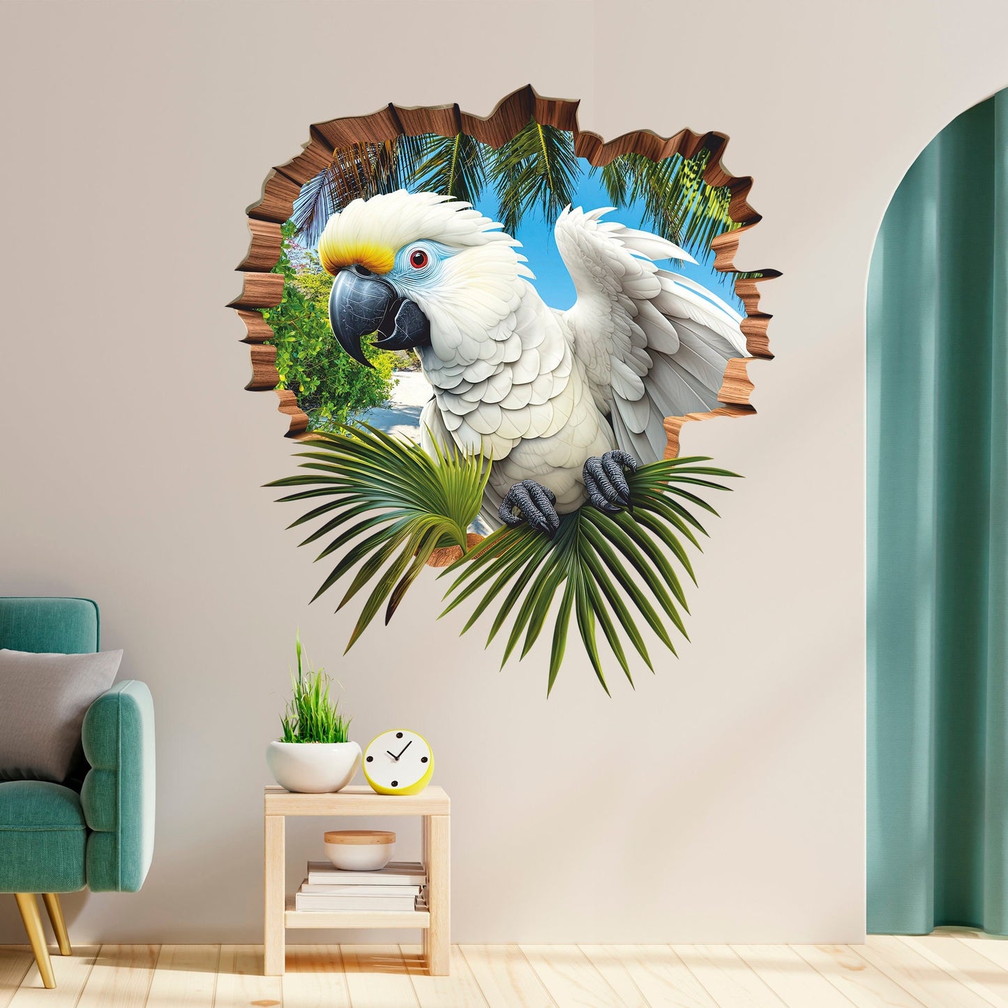 Parrot Cockatoo Wall Decal, Wall Sticker, Bird, Wall Tattoo, Wall Art, Decor