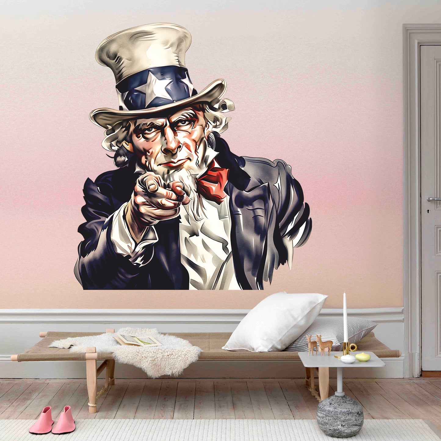 Uncle Sam Wall Decal, Symbol Wall Sticker, American Culture, Wall Tattoo, Wall Art, Decor