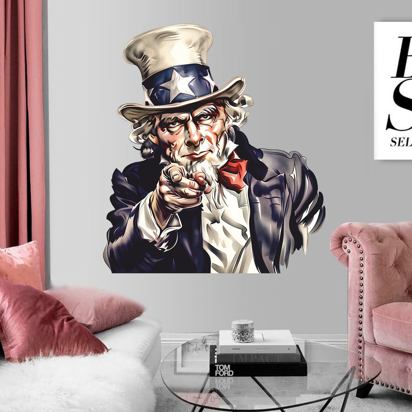 Uncle Sam Wall Decal, Symbol Wall Sticker, American Culture, Wall Tattoo, Wall Art, Decor