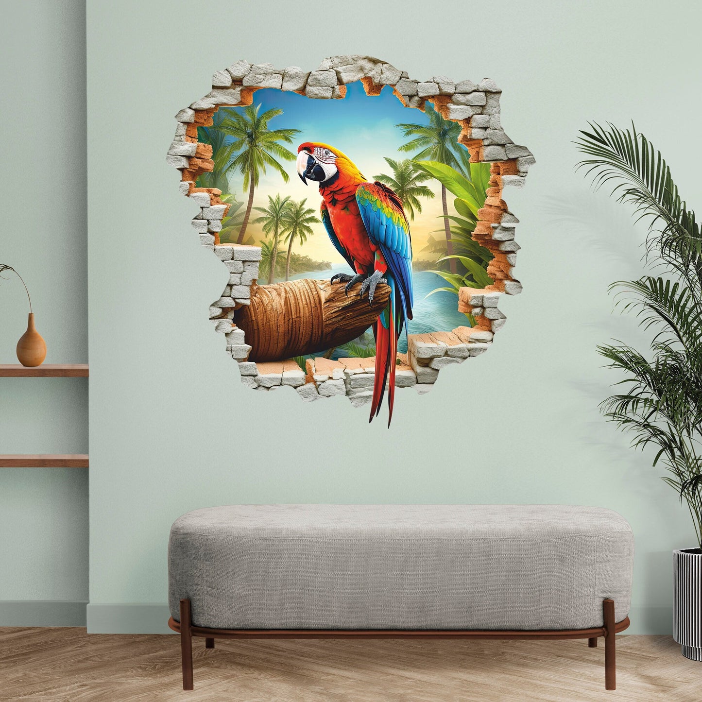 Parrot Ara Wall Decal, Wall Sticker, Bird, Wall Tattoo, Wall Art, Decor 01