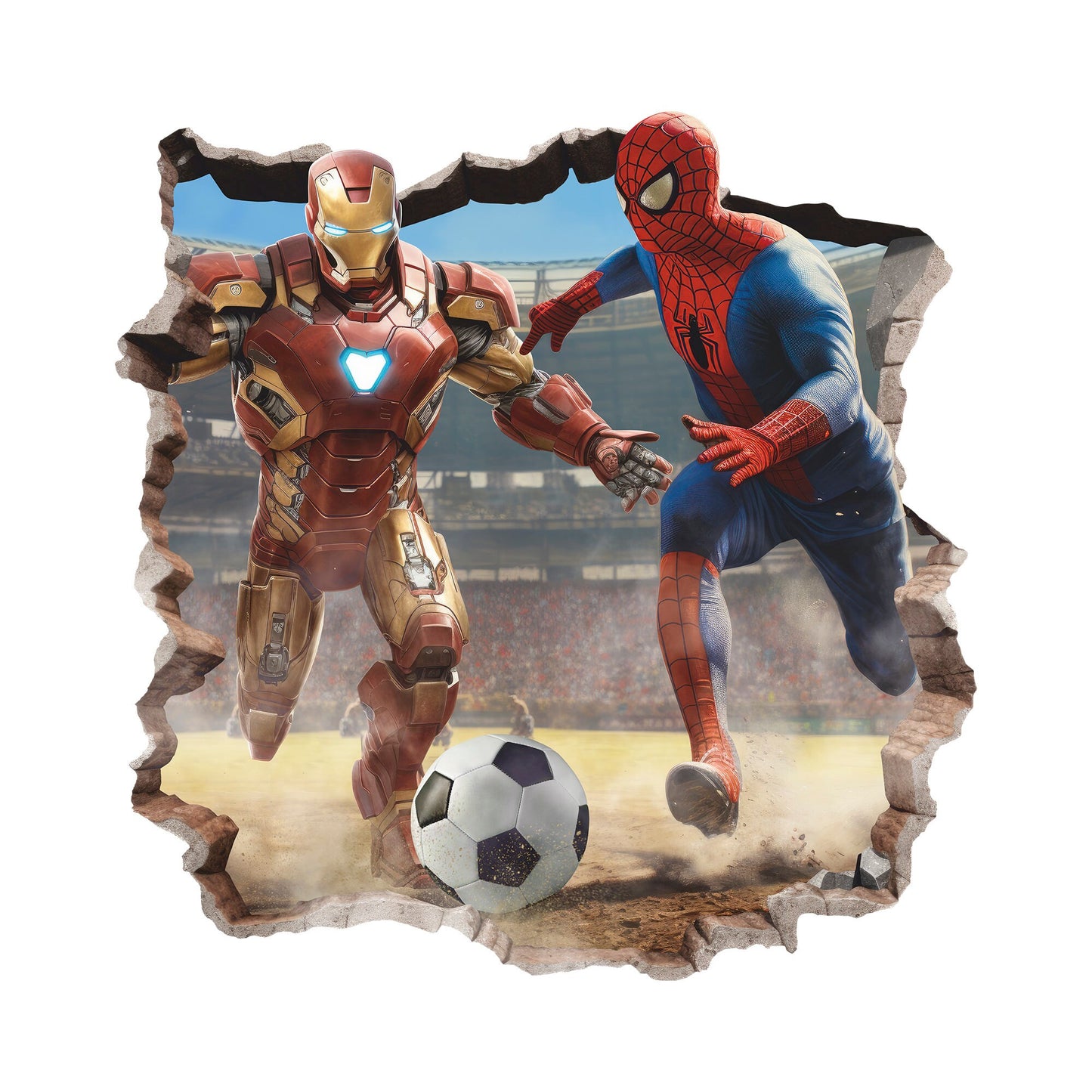 Superheroes 3D Wall Decal, Superheroes Playing Football Wall Sticker, Wall Tattoo, Wall Art, Decor 003