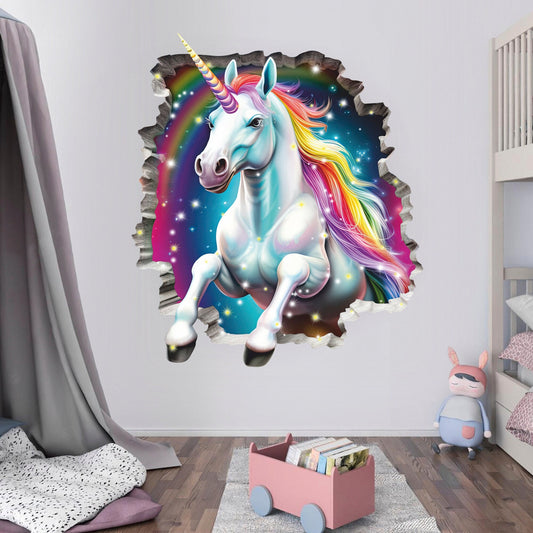 Unicorn Wall Decal, Fairytale Horse Wall Sticker, Rainbow, Animals, Wall Tattoo, Wall Art, Decor for Girl