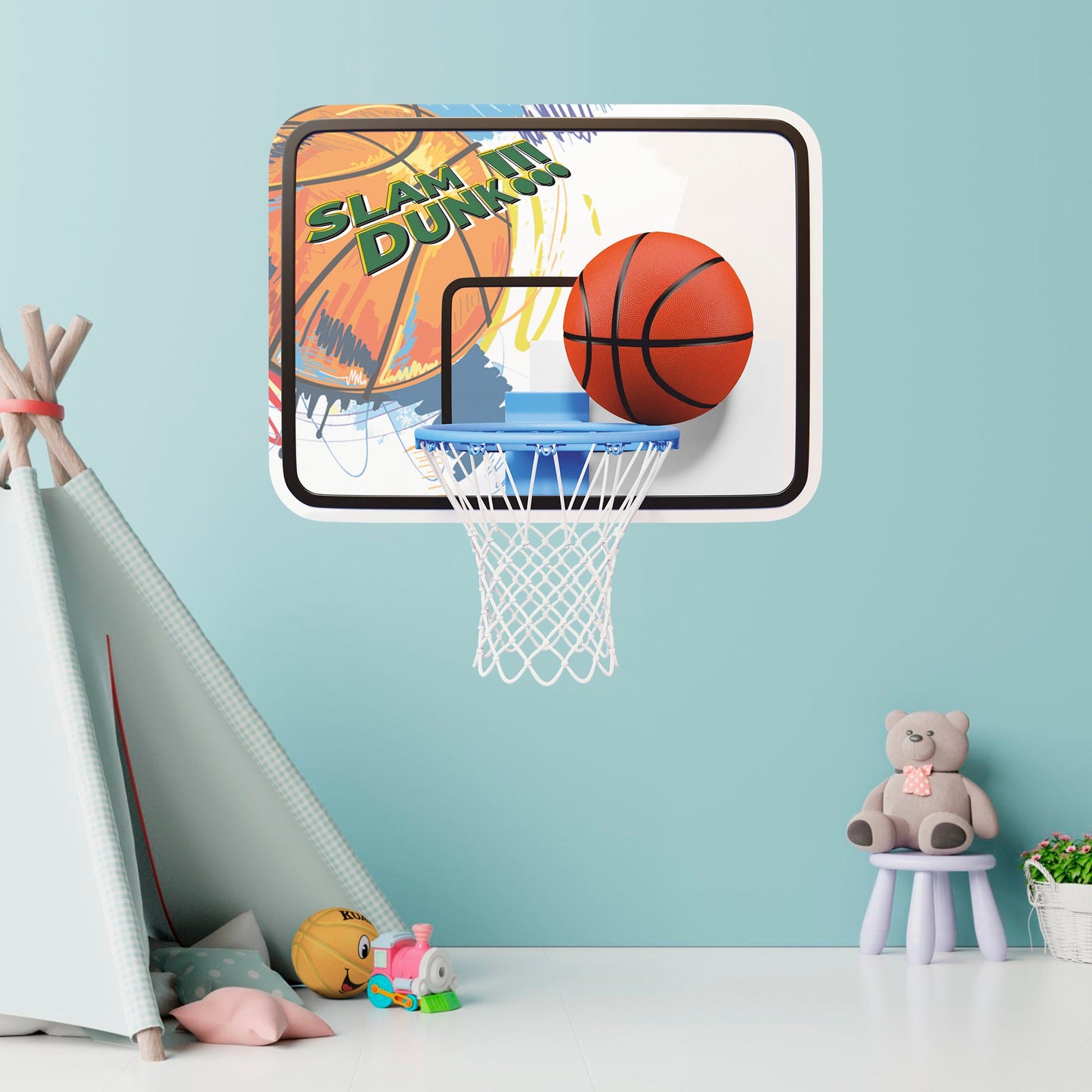 Basketball Hoop Wall Decal, Basketball Wall Sticker, Sport, Wall Tattoo, Wall Art, Decor