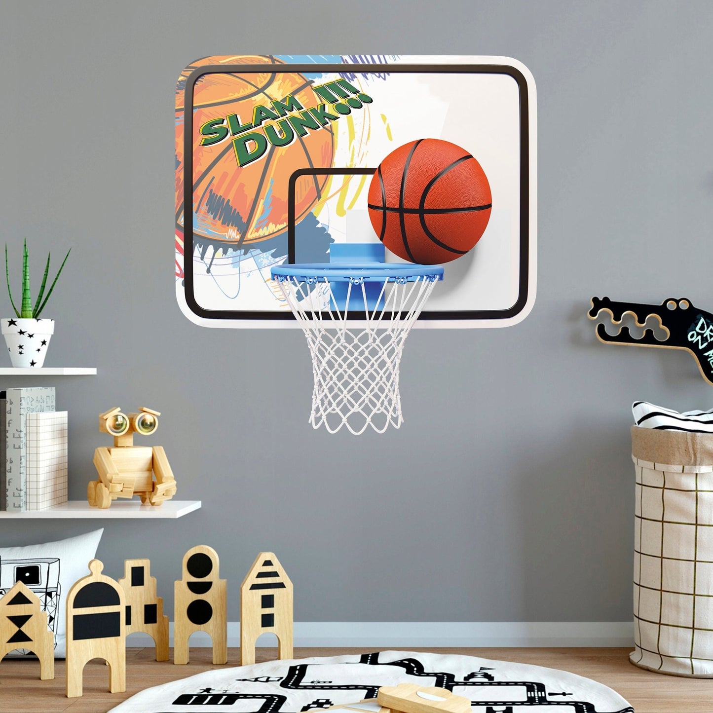 Basketball Hoop Wall Decal, Basketball Wall Sticker, Sport, Wall Tattoo, Wall Art, Decor