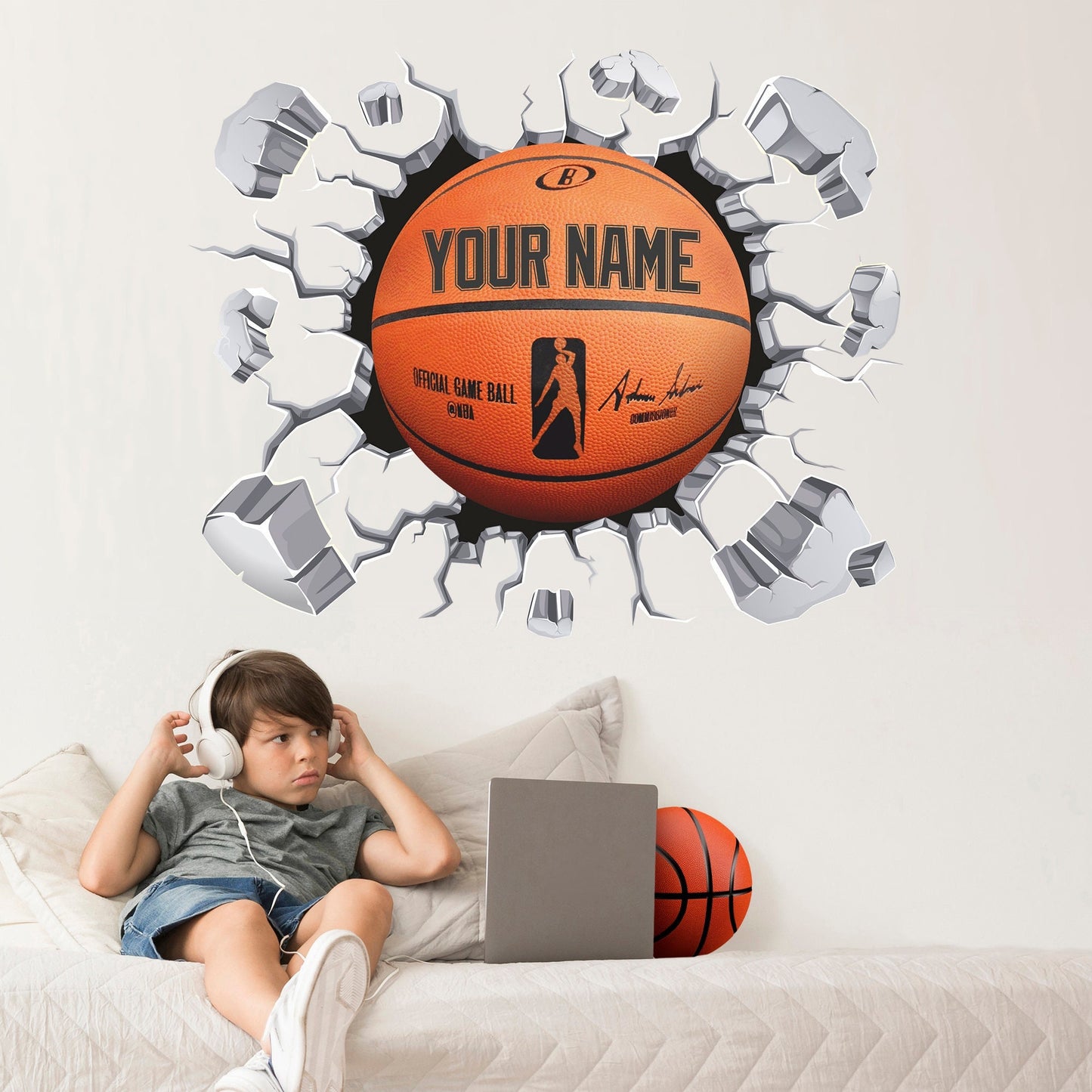 Basketball Wall Decal, Personalized Name Wall Sticker, Sport, Wall Tattoo, Wall Art, Decor