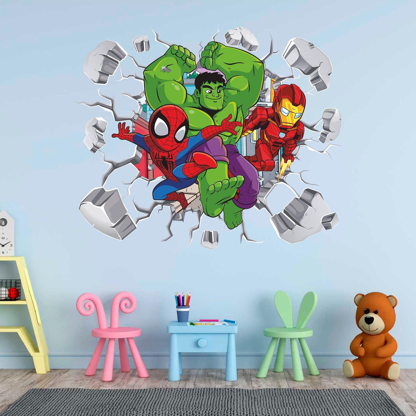 SuperHero Wall Decal, Kids Superheroes Wall Sticker, Comics Wall Tattoo, Wall Art, Decor 05